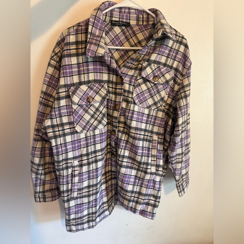 Plaid Women's Jacket in Purple and Cream